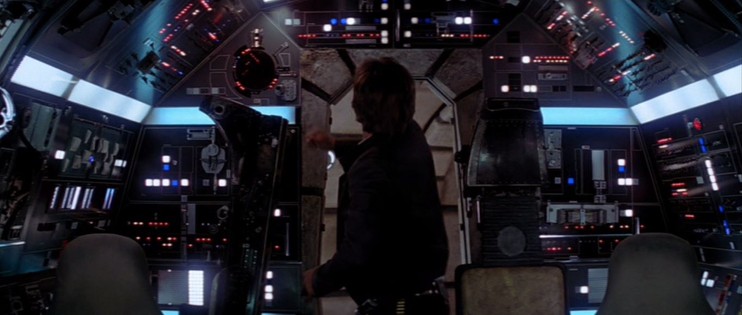 Han Solo hitting the control panels in the Millenium Falcon cockpit.